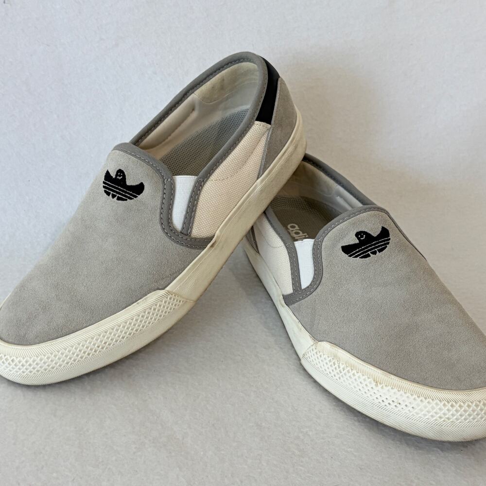 Adidas Original Loafers Slip On Sneakers Mens 8 Gray White Shoes